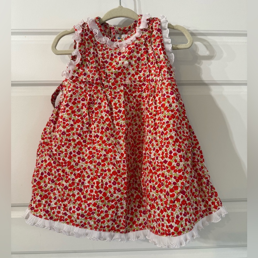 Y2K white ruffle Red White Floral Dress midi 6 month girl spring summer